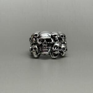 Y2K Vintage Silver Skeleton Skulls Ring – Adjustable Size, Unisex, Brand New